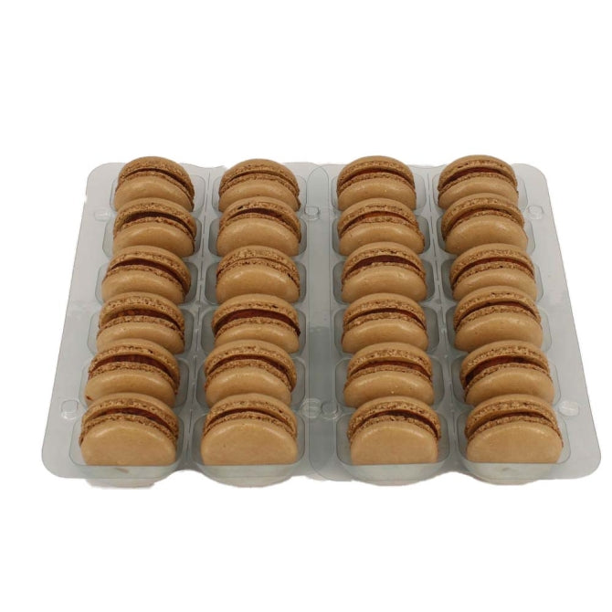 A pack of 24 dark chocolate macarons.