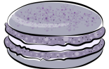 Pale purple speckled macaron shell with white chocolate ganache filling.