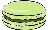 Pale green macaron shell with green ganache filling.