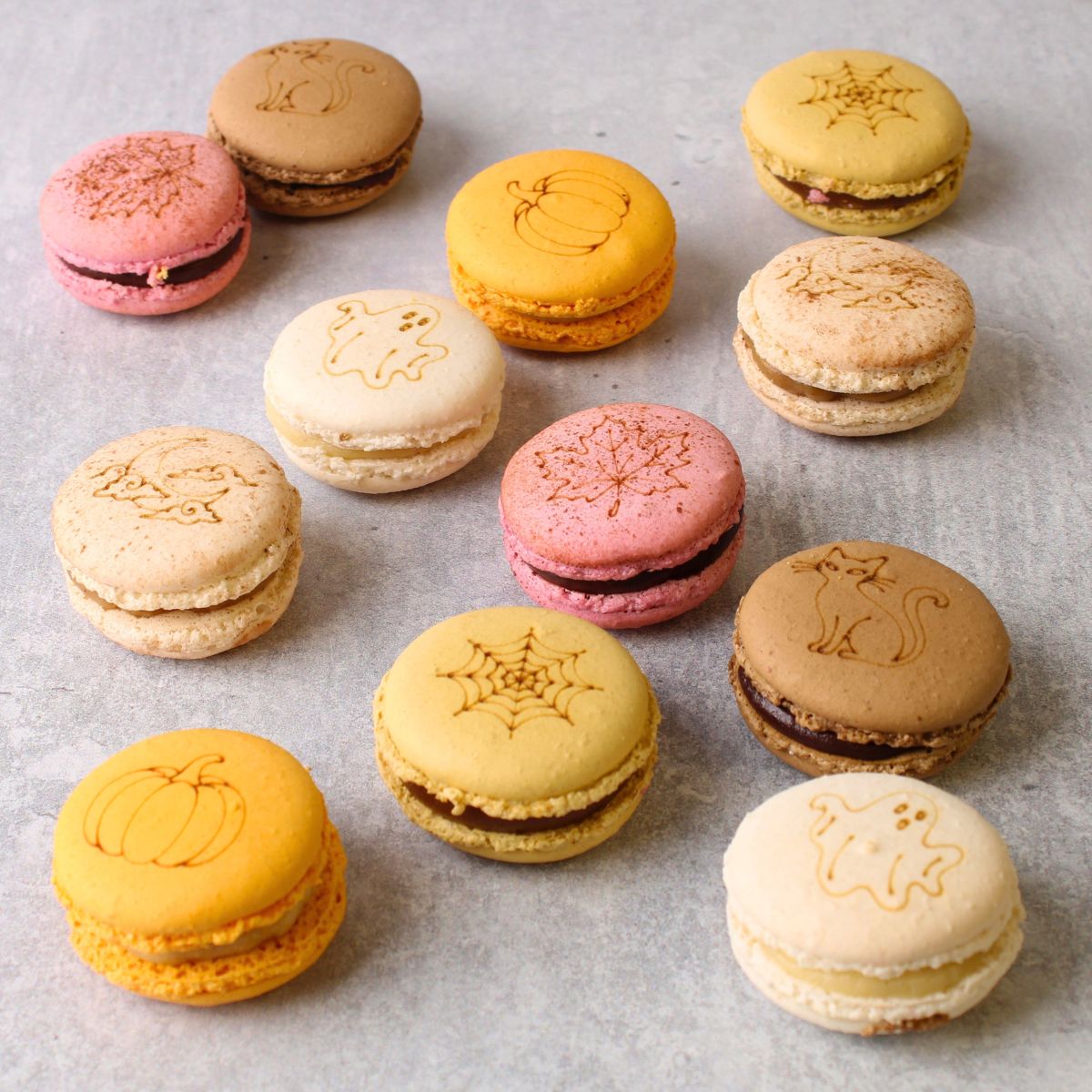 Engraved Autumn Macaron Selection - Box of 12