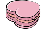 Pink heart shaped macaron shell with pink buttercream filling.