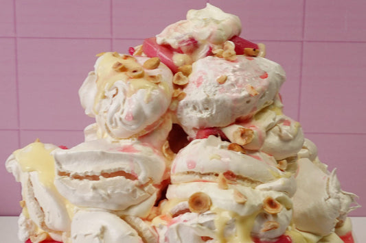 Rhubarb & Custard Meringue Stack