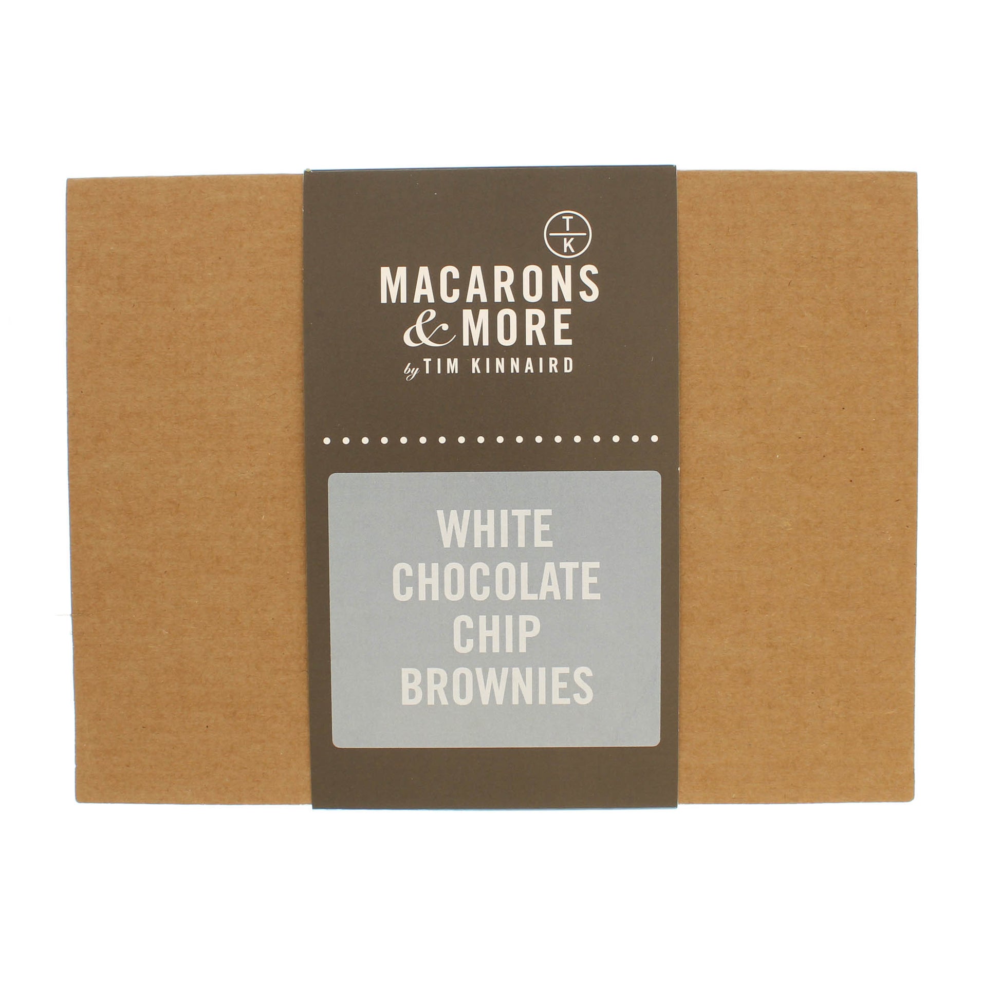 Outer packaging for White Chocolate Chip Brownies.