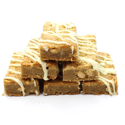 Stack of six Peanut Butter Blondies.