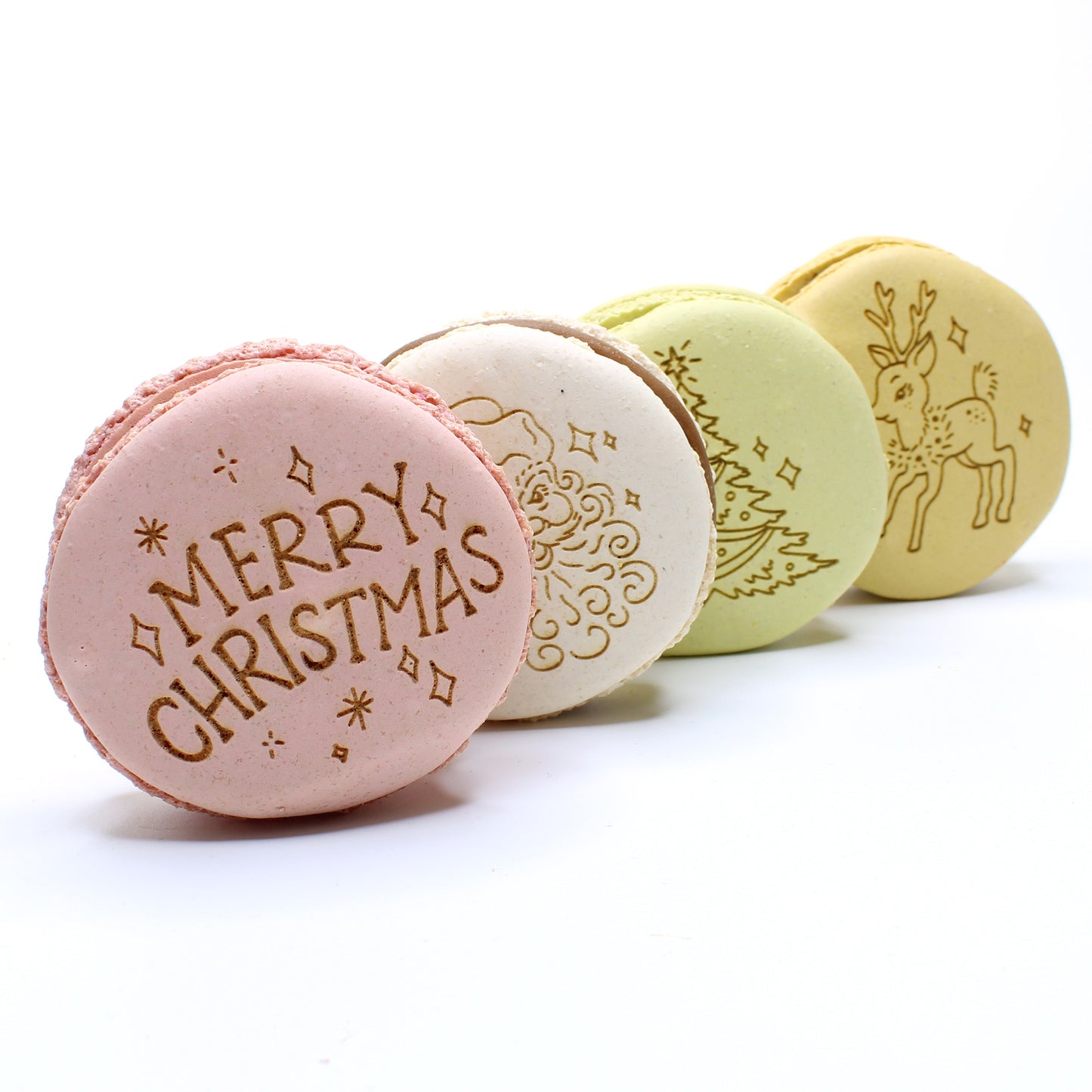 Festive Engraved Large Macarons - Mixed Box of 4