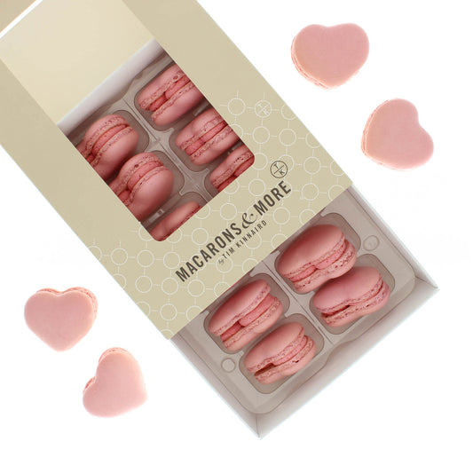 Heart Shaped Raspberry Macarons - Box of 12