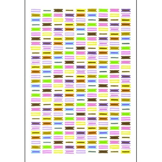 White A6 card with the words lots of small macarons neatly arranged in lines.