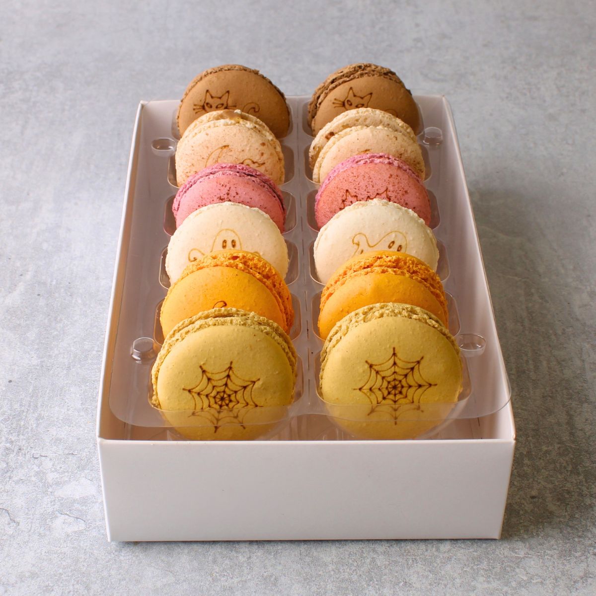 Engraved Autumn Macaron Selection - Box of 12